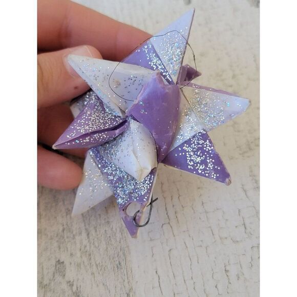 Handmade glitter bow purple Xmas ornament Decor figure - Picture 3 of 5
